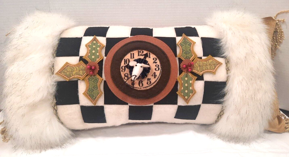 Lenae May Amelia Mouse Clock Christmas Pillow Hickory Dickory Dock 27"